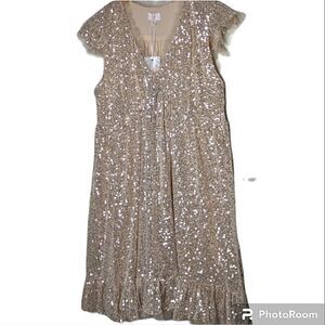 M by MNK Blush Sequined Cap Sleeve Babydoll Cocktail Mini Dress sizes M & L